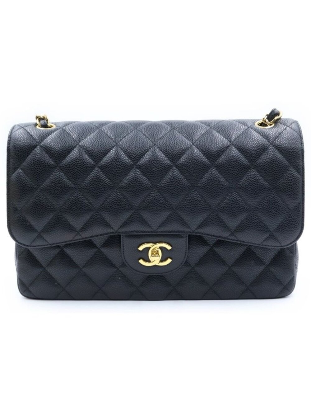 Chanel Quilted 30 Double Flap Chain Shoulder Bag Black